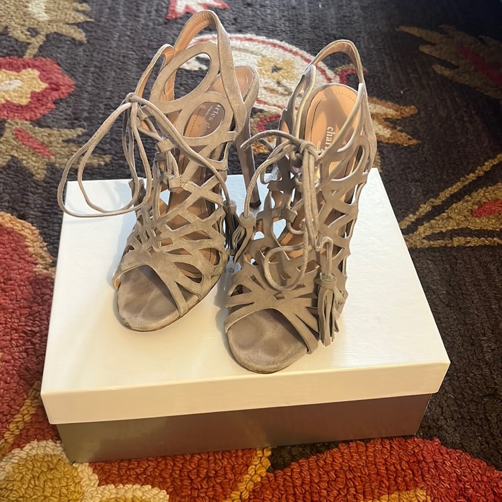 Priscilla Suede Grey Heels.